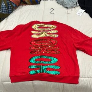Colorful Sequin Red Sweatshirt